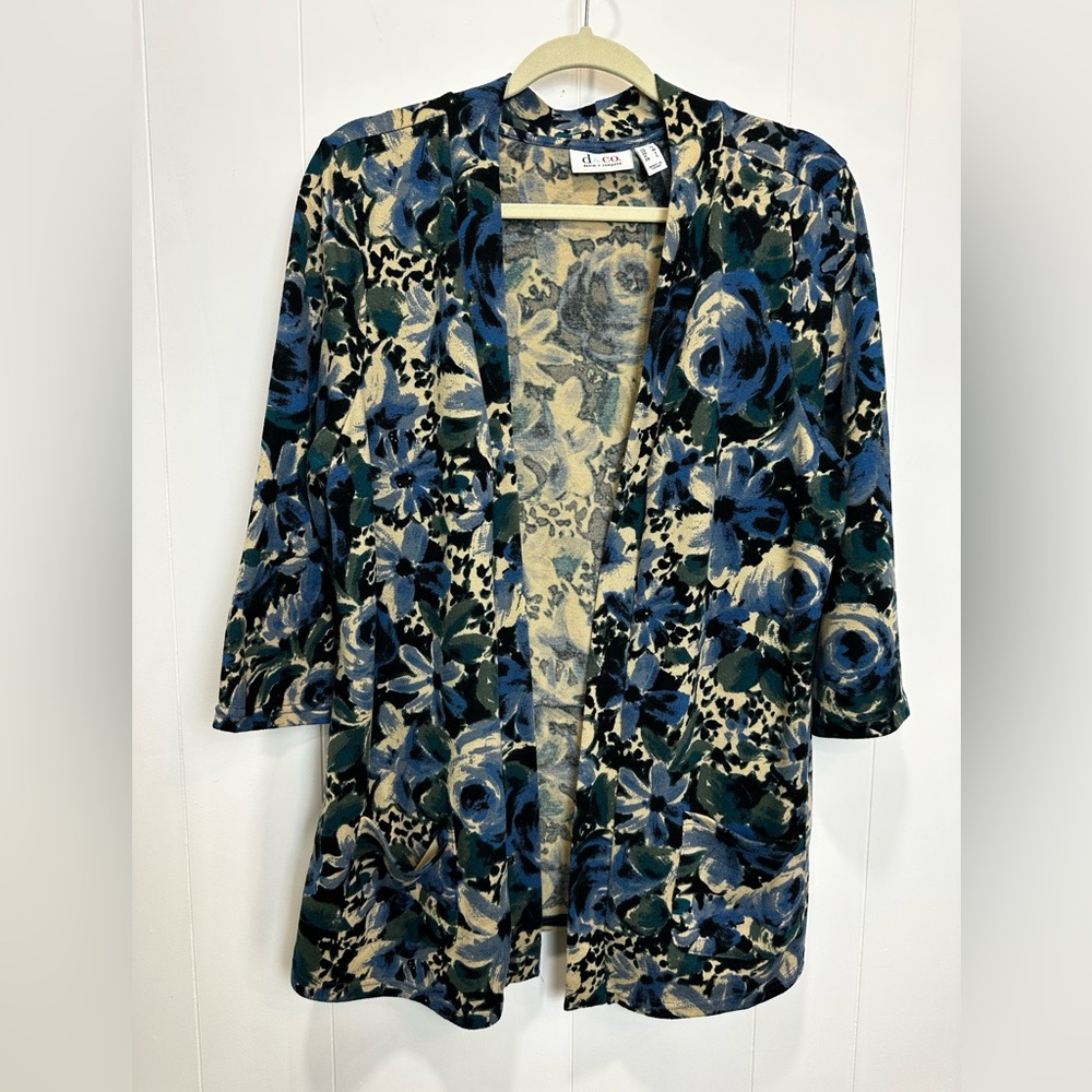 Denim + Company open knit sweater cardigan size Medium